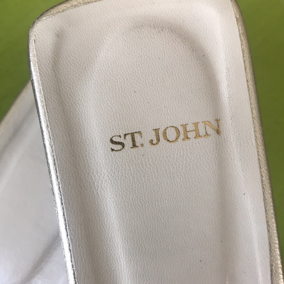 St. John leather sandals lucite heels 7.5 M - Picture 2 of 12